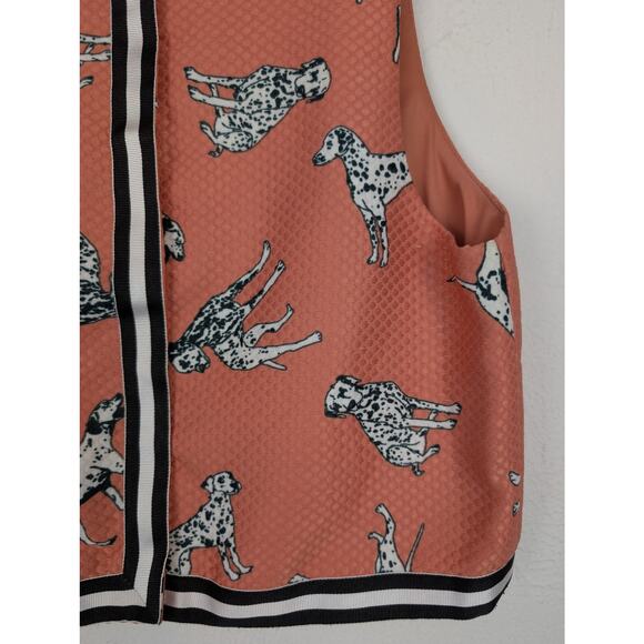 Anthropologie Hutch Top Dalmatian Crop Dog Novelty Stripe Pink Preppy Size 6 - Picture 9 of 13